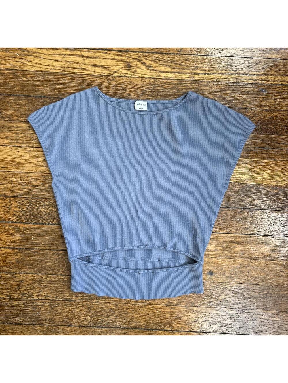 Aritzia Women's Blue and Grey Crop-top